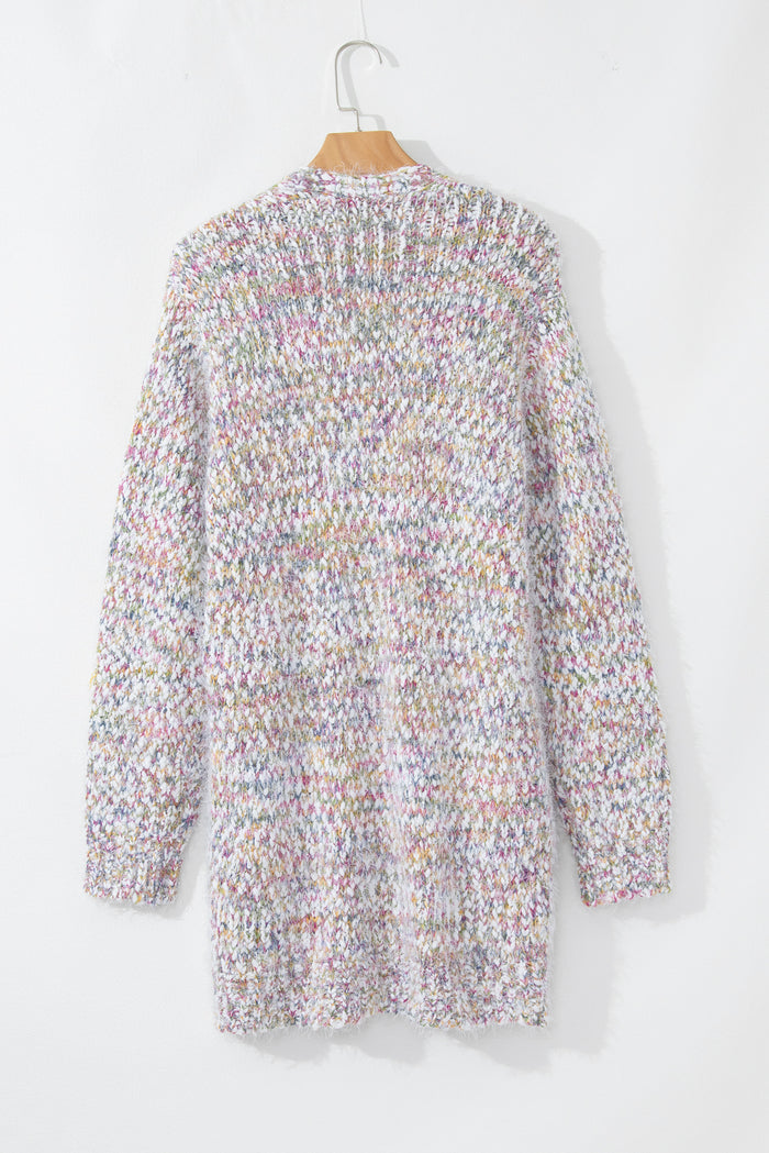 Yellow Multicolor Confetti Open Front Knit Cardigan 🇨🇳