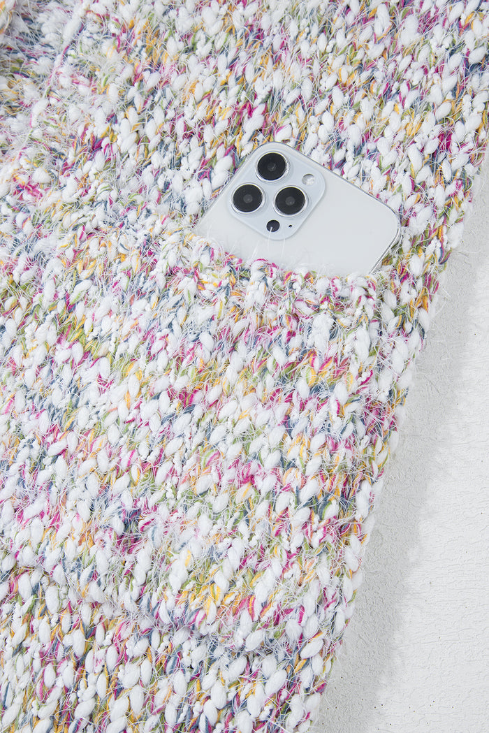 Yellow Multicolor Confetti Open Front Knit Cardigan 🇨🇳